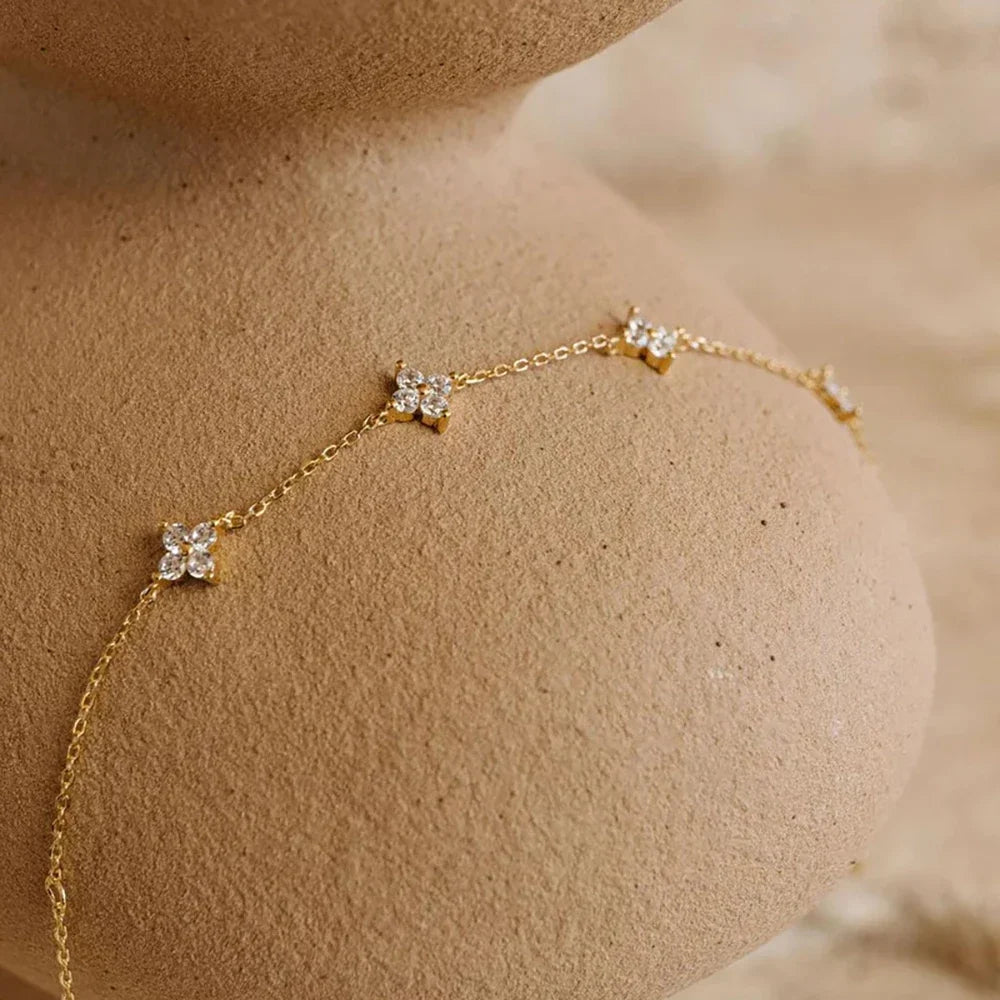 Necklace for Women 18K Gold Plated Four Leaf Grass Collar Chain