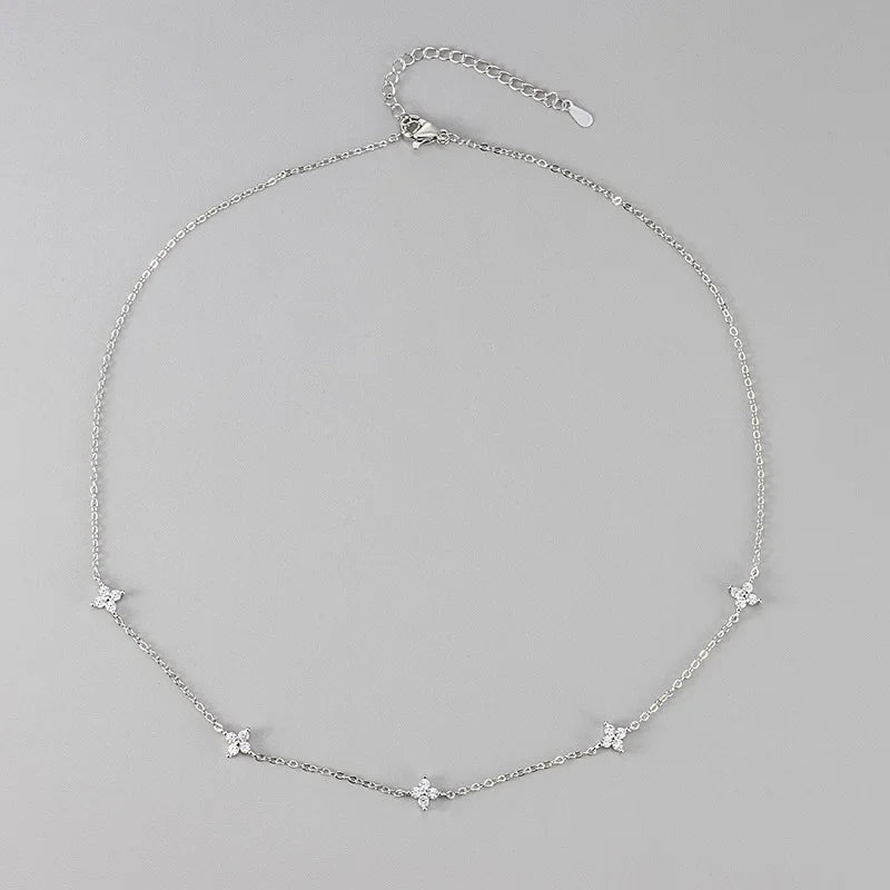 Necklace for Women 18K Gold Plated Four Leaf Grass Collar Chain