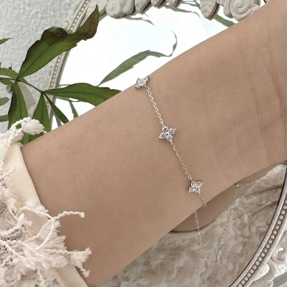 Necklace for Women 18K Gold Plated Four Leaf Grass Collar Chain