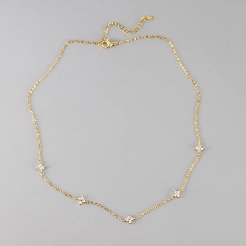 Necklace for Women 18K Gold Plated Four Leaf Grass Collar Chain